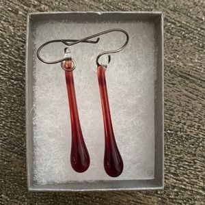 NIB Brown & Burgundy Teardrop Earrings